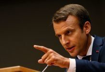 French President Emmanuel Macron speaks during a press conference on the sidelines of the 72nd United Nations General Assembly at U.N. Headquarters in New York