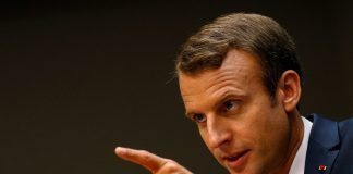 French President Emmanuel Macron speaks during a press conference on the sidelines of the 72nd United Nations General Assembly at U.N. Headquarters in New York