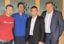 Đoković na Jahorini sa Dodikom i braćom Majdov