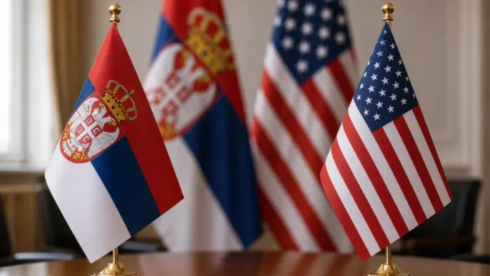 Zastave Srbije i SAD Amerike